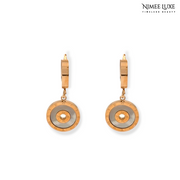 Classic Dangling Crystal Diamond Earrings NLE110RG Gold Plated, Waterproof and Anti-Tarnish
