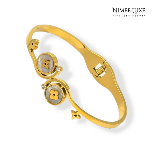 Cuff Bangle Bracelet Kada Gold NLK157G Gold Plated, Waterproof and Anti-Tarnish