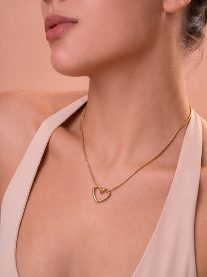 Knot Heart Chain Pendant Necklace Gold Plated, Waterproof and Anti-Tarnish