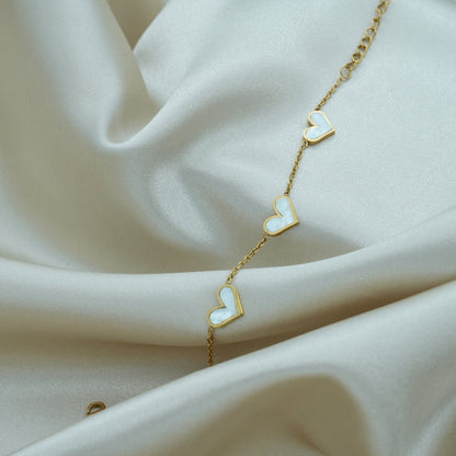 Infinity Love Necklace + Sweetheart Charm Bracelet + Pearl Breeze Kada Adjustable Size 18k Gold Plated