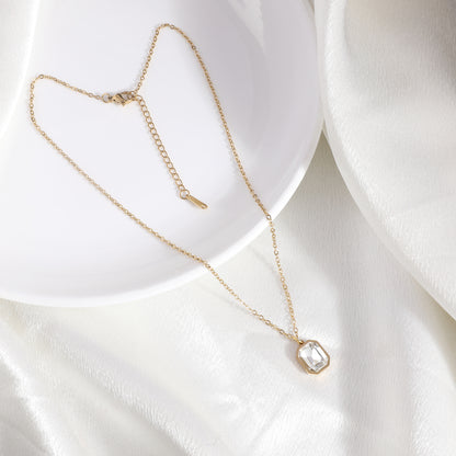 Clear Octagon Emerald Necklace