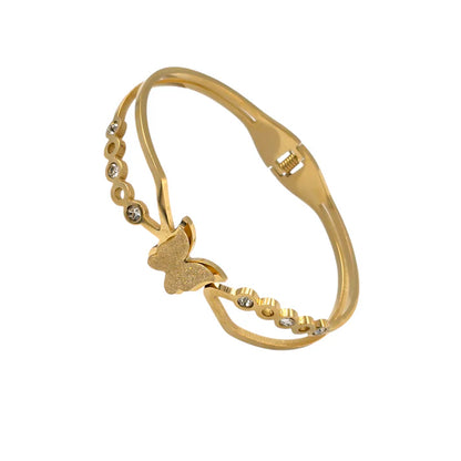 Twin Butterfly Charm Necklace + Butterfly Diamond Kada 18K Gold Plated + Butterfly Diamond Snake Bracelet Gold Plated
