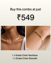 Golden Snake Chain Necklace & Bracelet Combo