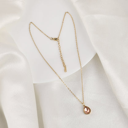 Pink Drop Diamond Cut Necklace