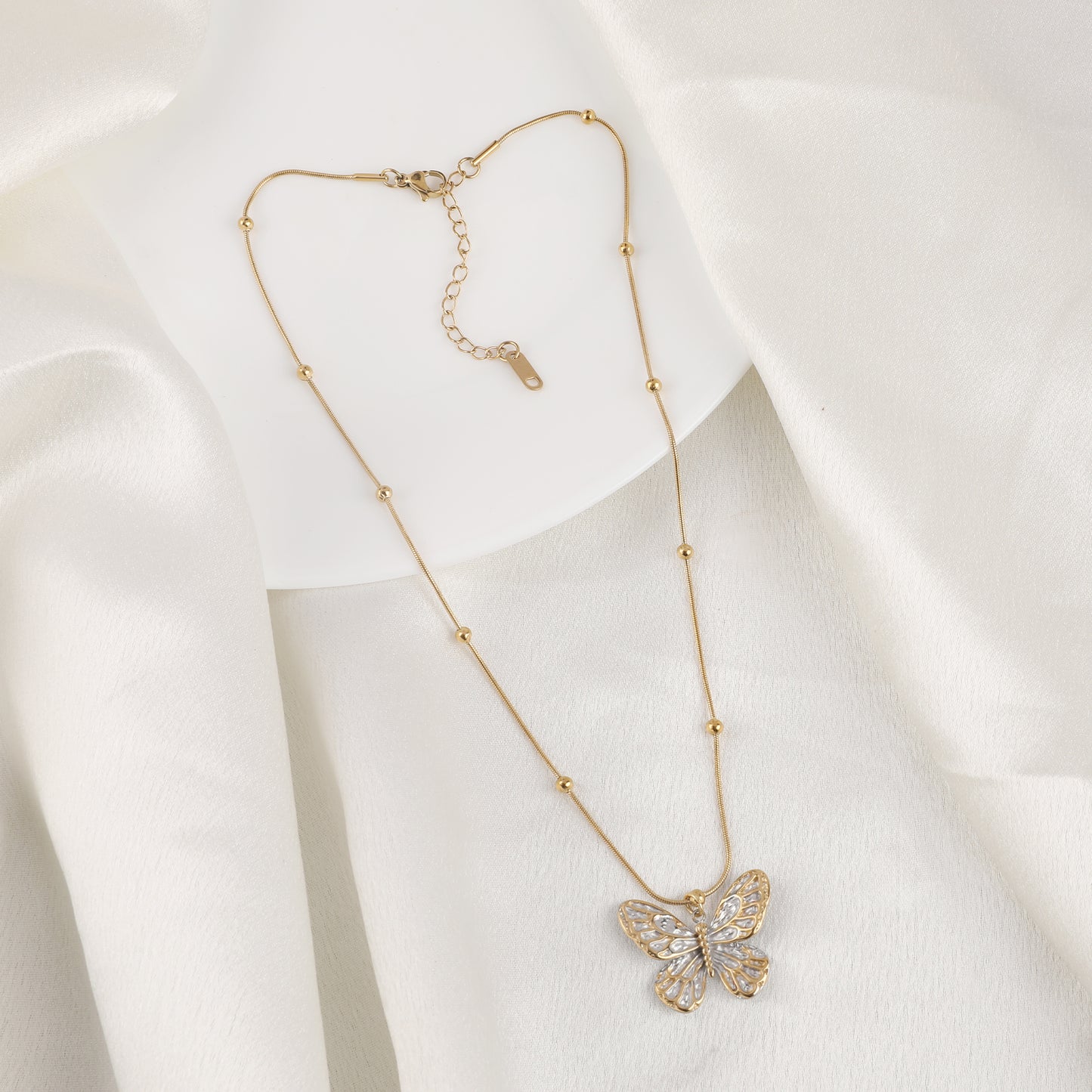 Two Tone Butterfly Necklace