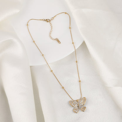 Two Tone Butterfly Necklace