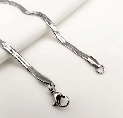 Silver Snake Chain Necklace & Bracelet Combo