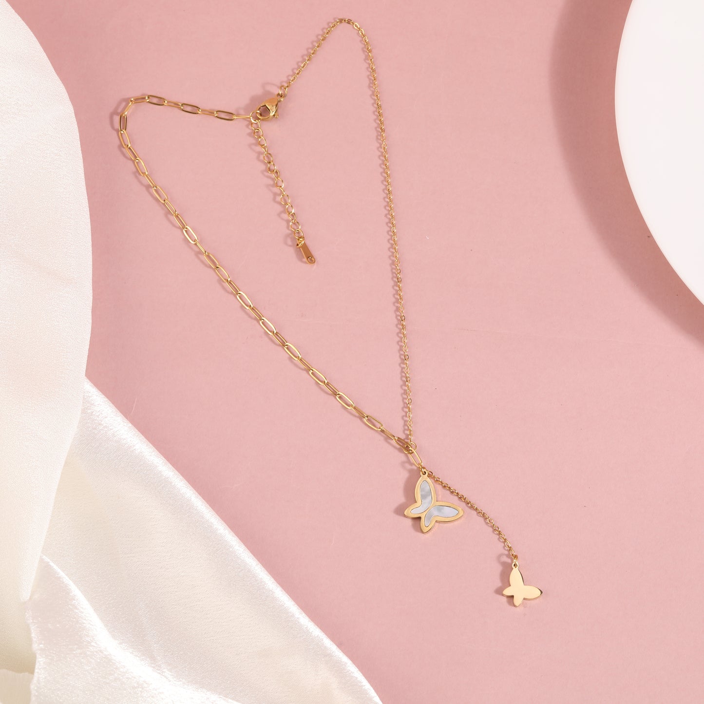 Twin Butterfly Charm Necklace