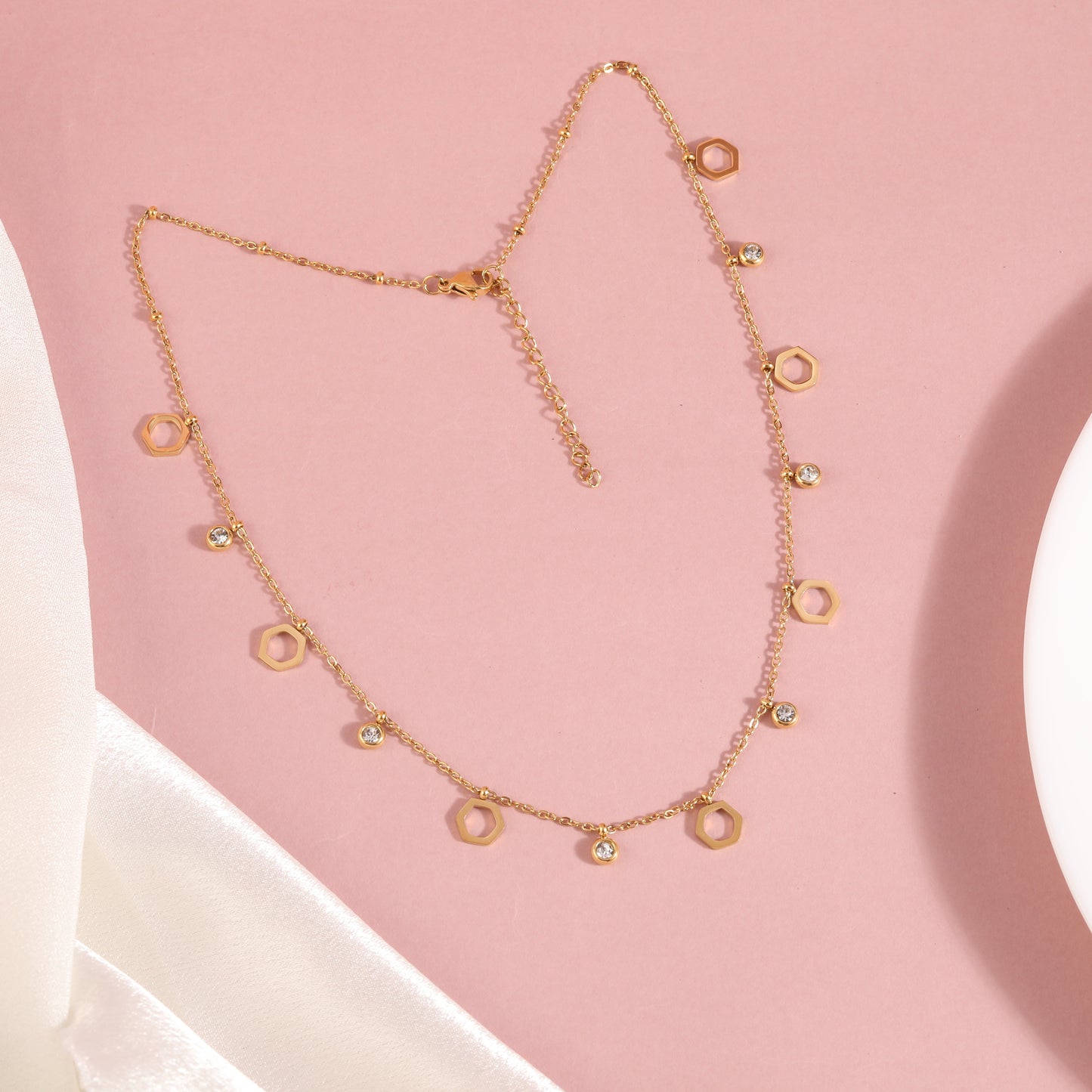 Golden Stellar Geo Charms & Snake Chain Necklace Combo
