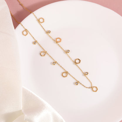 Golden Stellar Geo Charms & Snake Chain Necklace Combo