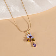Blossom Drop Enamel Pendant Necklace