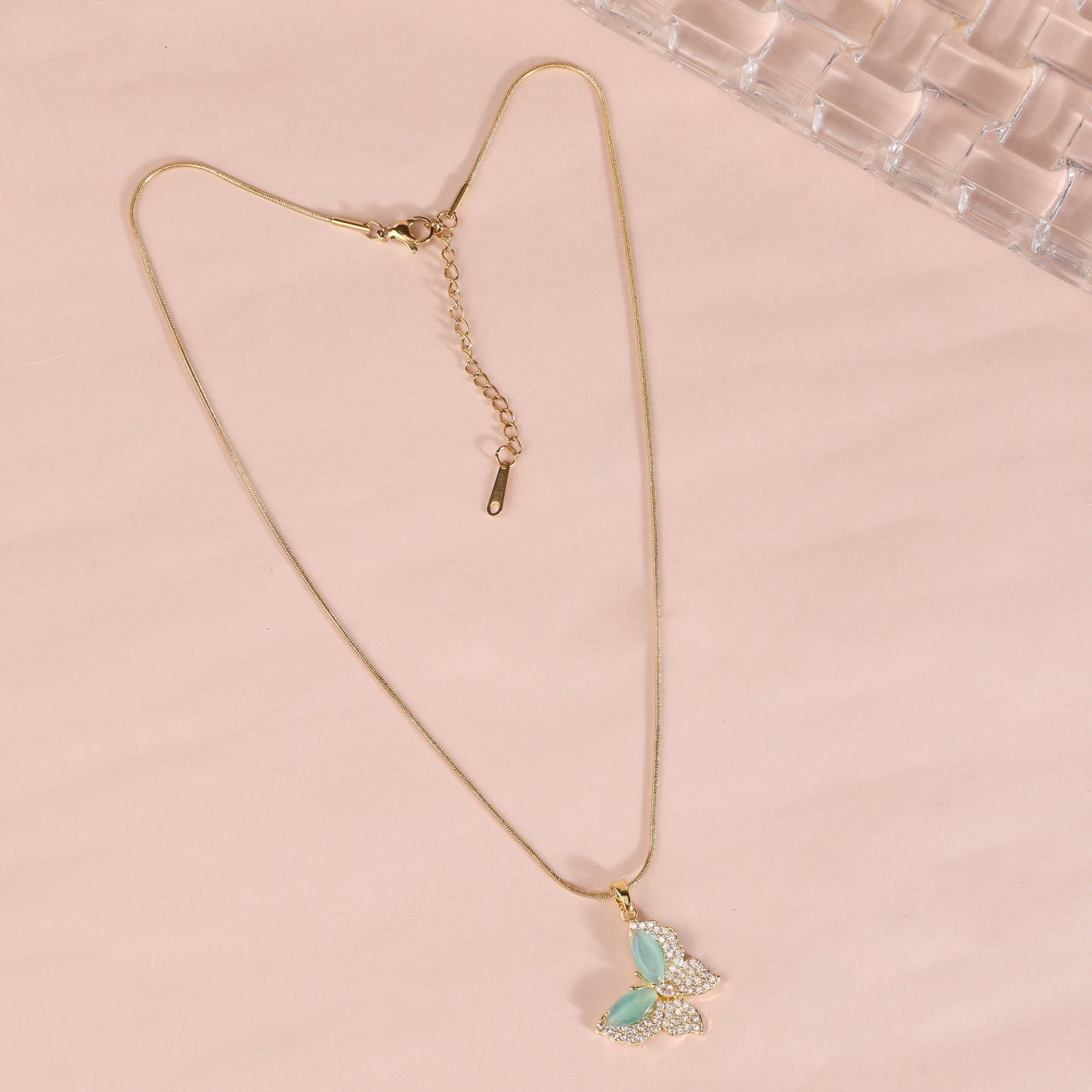 Mint Mirage Butterfly Pendant Necklace