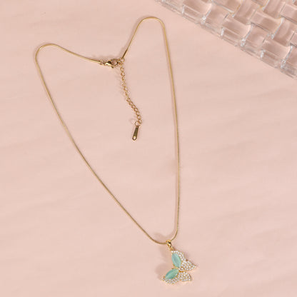 Mint Mirage Butterfly Pendant Necklace