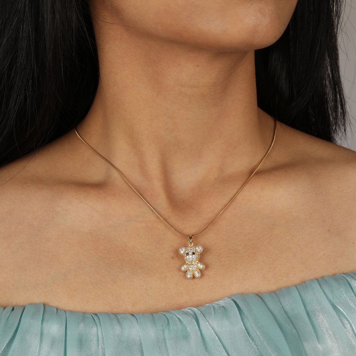 Teddy Bling Pendant Necklace