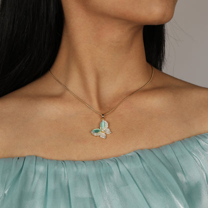 Mint Mirage Butterfly Pendant Necklace