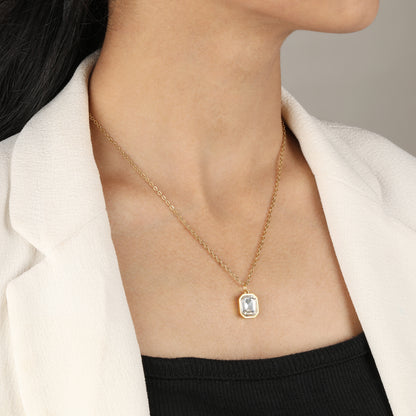 Clear Octagon Emerald Necklace