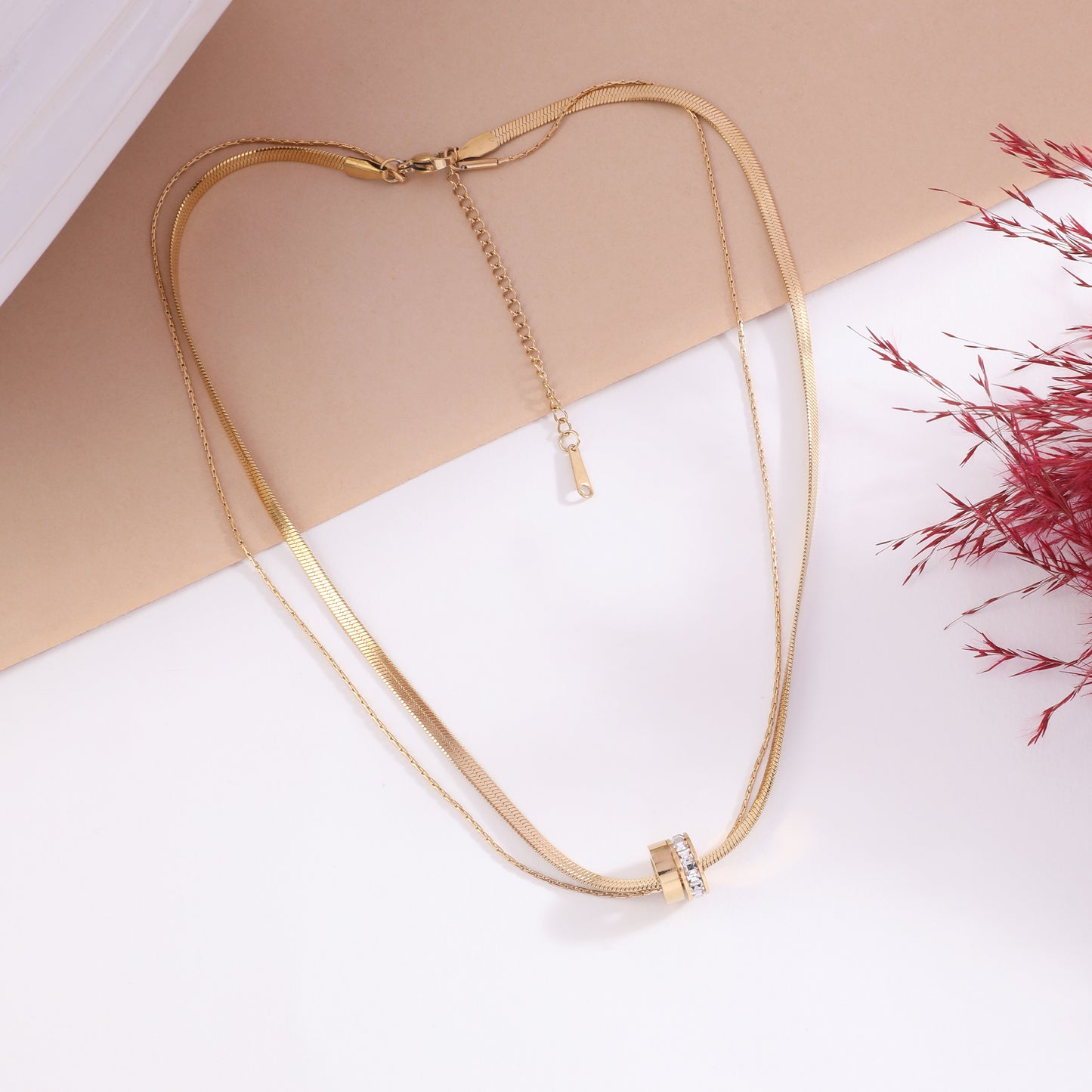 Gilded Rings Layered Necklace