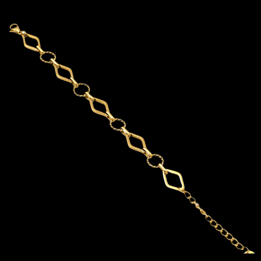 Chain Bracelet Adjustable Hook Gold NLBR111G Gold Plated, Waterproof and Anti-Tarnish