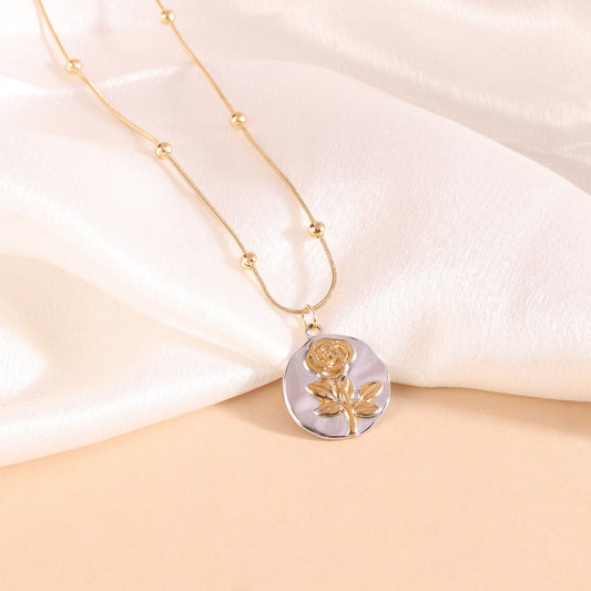 Two Tone Rose Necklace