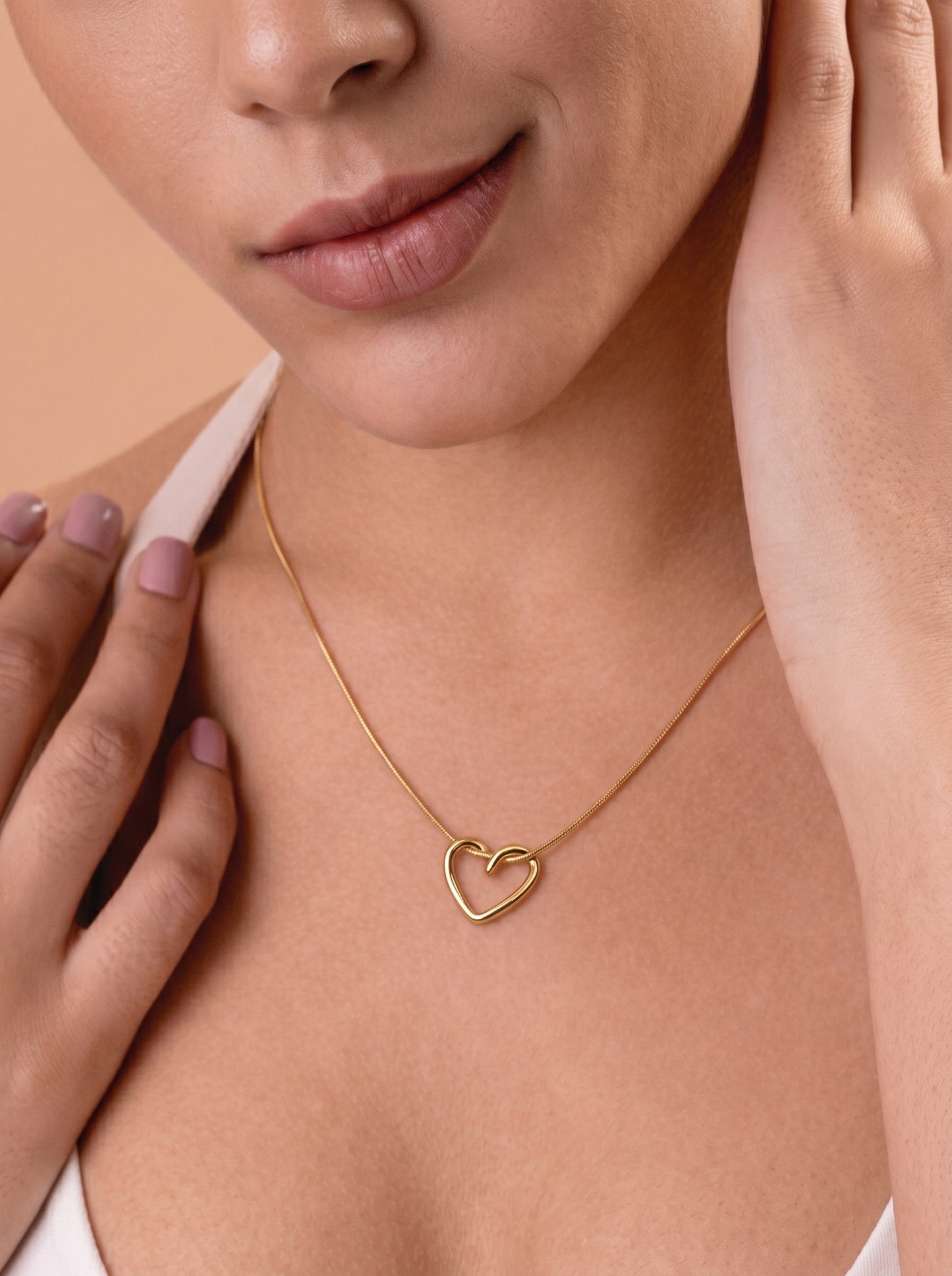 Knot Heart Chain Pendant Necklace Gold Plated, Waterproof and Anti-Tarnish