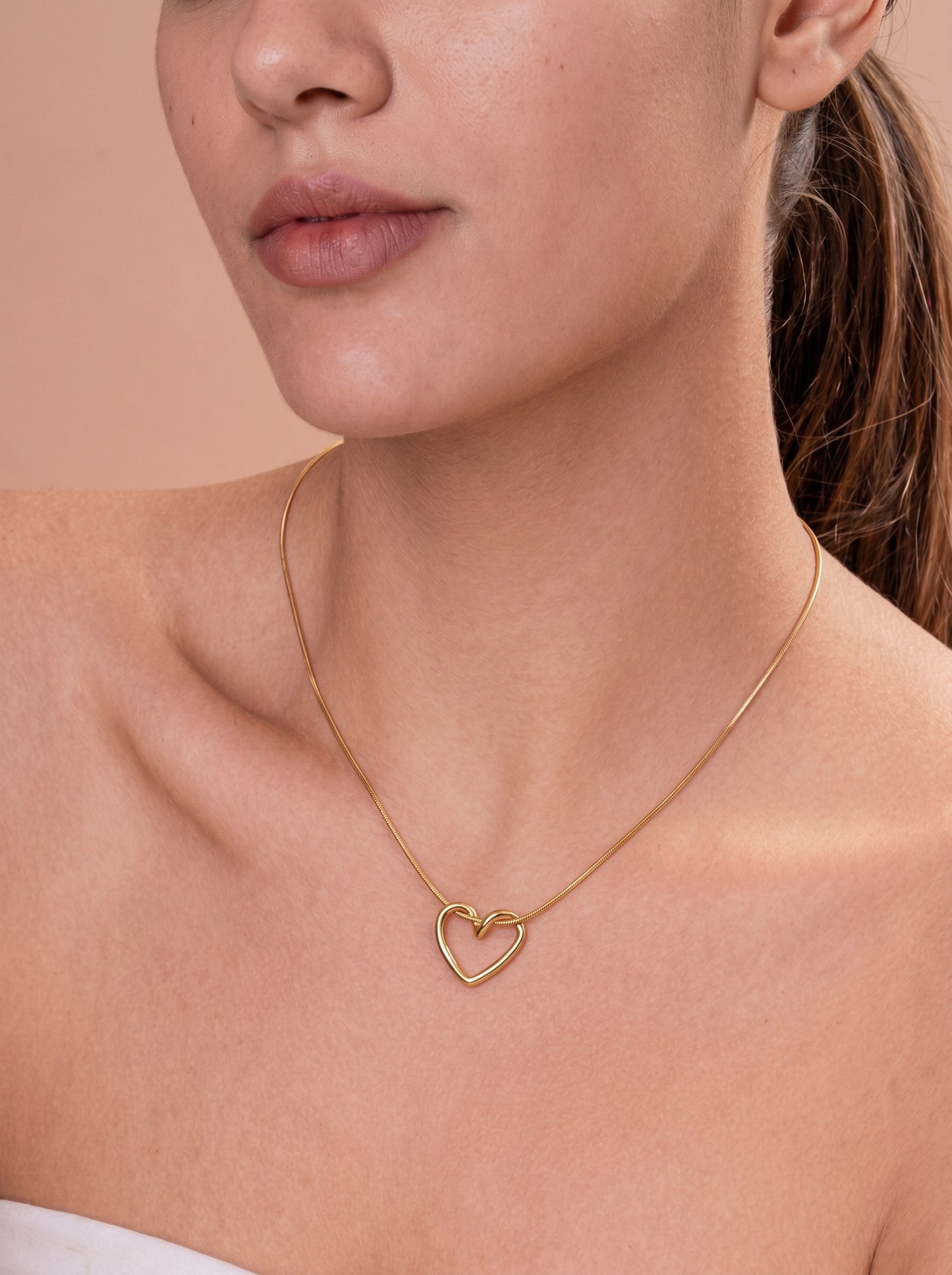 Knot Heart Chain Pendant Necklace Gold Plated, Waterproof and Anti-Tarnish