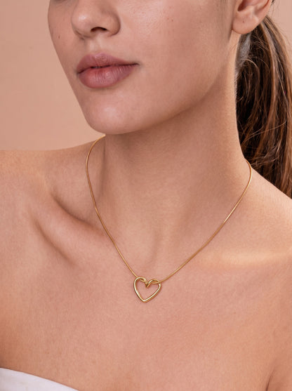 Knot Heart Chain Pendant Necklace Gold Plated, Waterproof and Anti-Tarnish