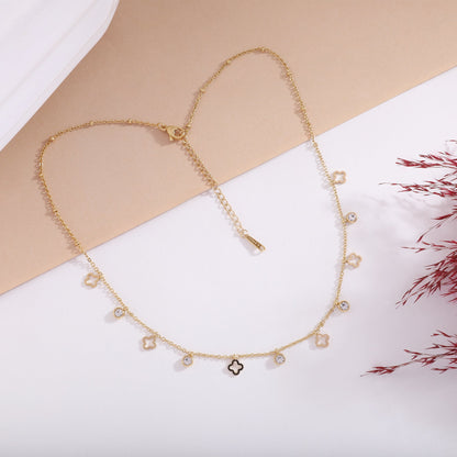 Golden Clover Charms & Vintage Snake Chain Necklace Combo