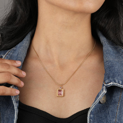 Pink Emerald Rose Quartz Necklace