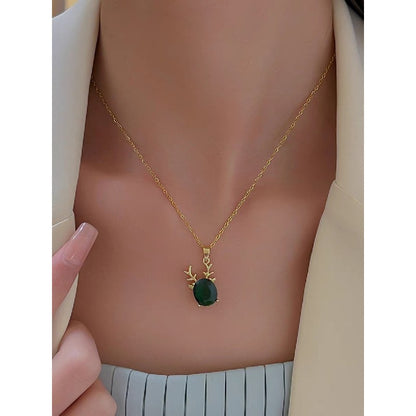 Emerald Reindeer Pendant Necklace