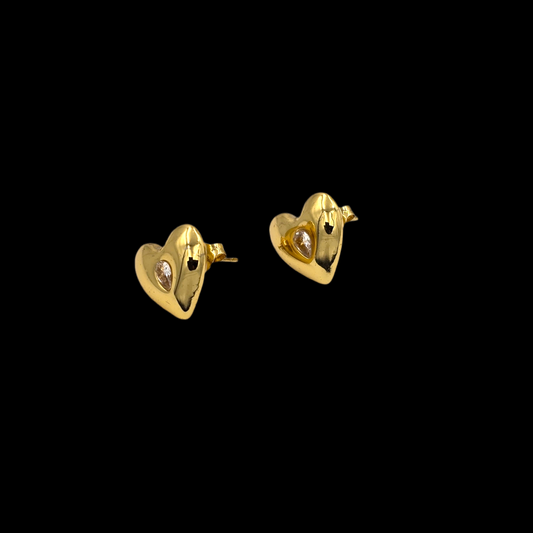 Diamond Hearts Gold Earrings NLE124G Gold Plated, Waterproof and Anti-Tarnish