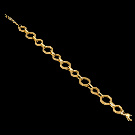 Chain Bracelet Adjustable Hook Gold NLBR101G Gold Plated, Waterproof and Anti-Tarnish