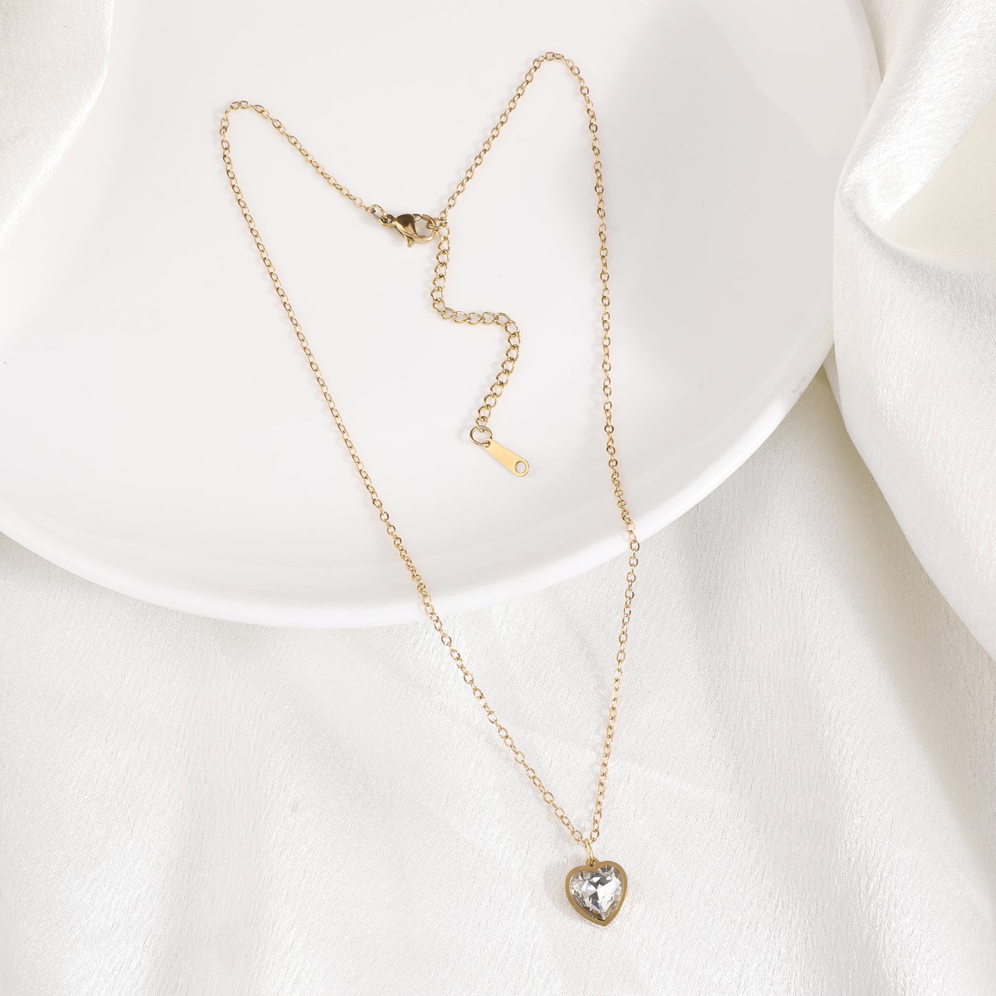 Clear Heart Diamond Cut Necklace