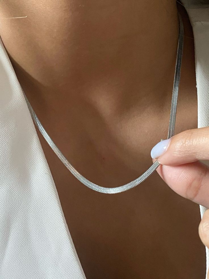 Silver Flat Snake Chain Necklace