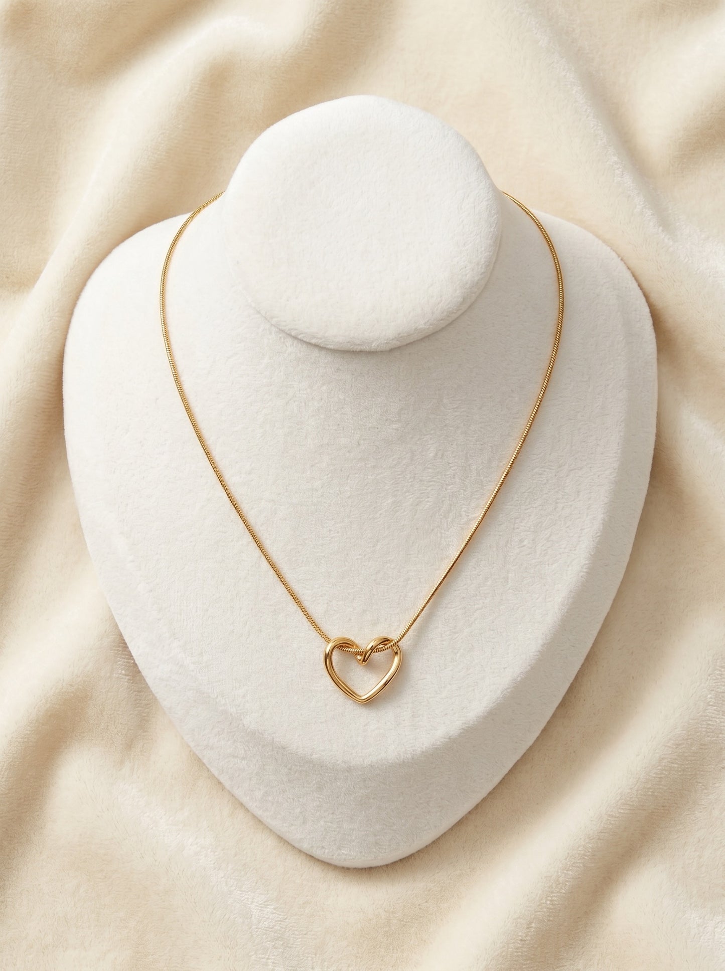 Knot Heart Chain Pendant Necklace Gold Plated, Waterproof and Anti-Tarnish