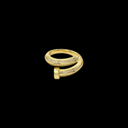 Diamond Studded Nail Adjustable Ring Gold Plated AR31