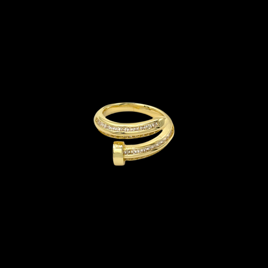 Diamond Studded Nail Adjustable Ring 18K Gold Plated AR31