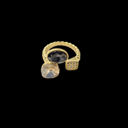 Stone Crystal Adjustable Ring Gold Plated AR27