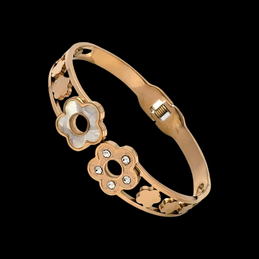 Cuff Bangle Bracelet Kada Gold NLK155RG Gold Plated, Waterproof and Anti-Tarnish