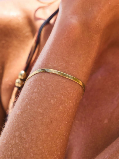 Flat Snake Bracelet Gold Tone