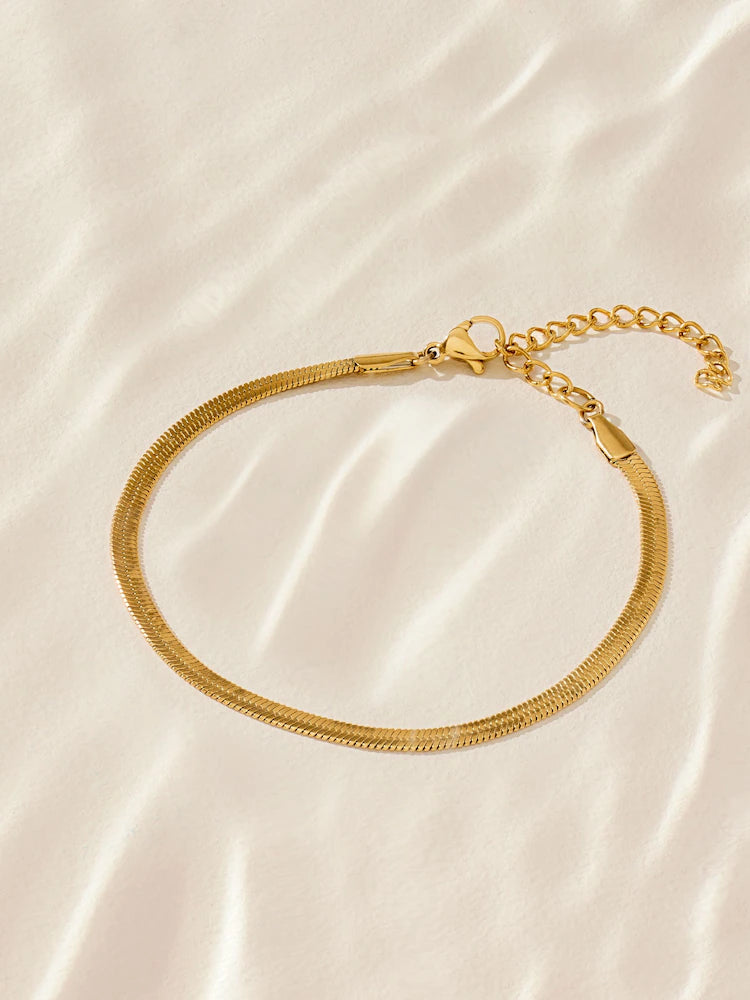 Flat Snake Chain Necklace & Bracelet Combo