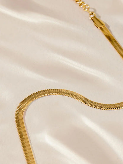 Flat Snake Chain Necklace & Bracelet Combo