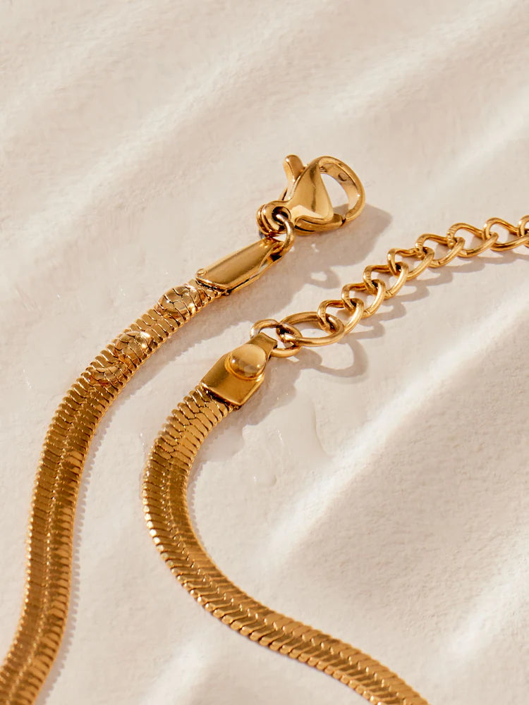 Flat Snake Chain Necklace & Bracelet Combo