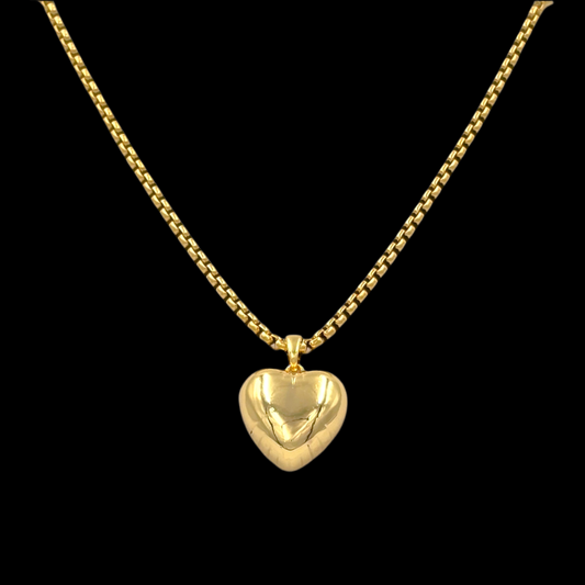 Golden Heart Necklace Chain Pendant Gold Gold Plated, Waterproof and Anti-Tarnish