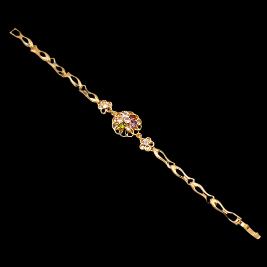 Multicolor Diamond Bracelet Adjustable Hook Gold NLBR109G Gold Plated, Waterproof and Anti-Tarnish