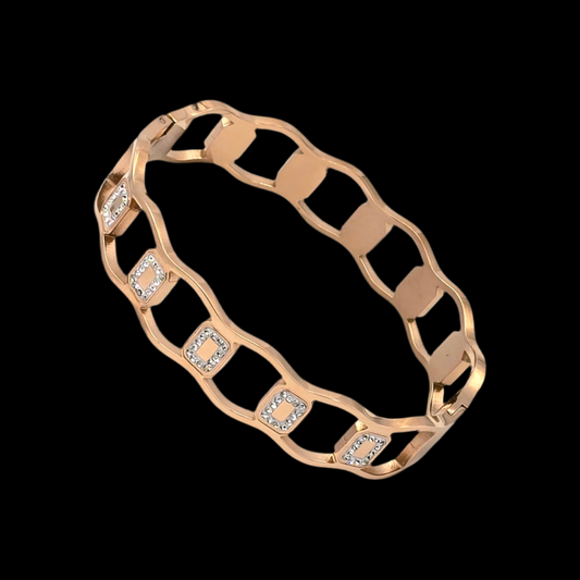 Cuff Bangle Bracelet Kada Gold NLK160RG Gold Plated, Waterproof and Anti-Tarnish