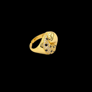 Polka Diamond Studded Adjustable Ring Gold Plated AR24