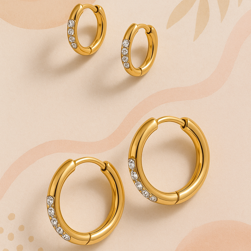 Diamond Necklace + 2 x Pair of Diamond Hoops Combo