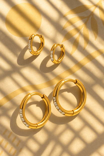Diamond Necklace + 2 x Pair of Diamond Hoops Combo