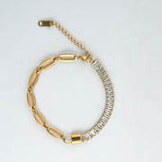 Lock Chain Tennis Bracelet Gold Plated, Waterproof and Anti-Tarnish - 8 inches