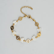 Butterfly Beads Pearl Bracelet Gold Plated, Waterproof and Anti-Tarnish - 8 inches
